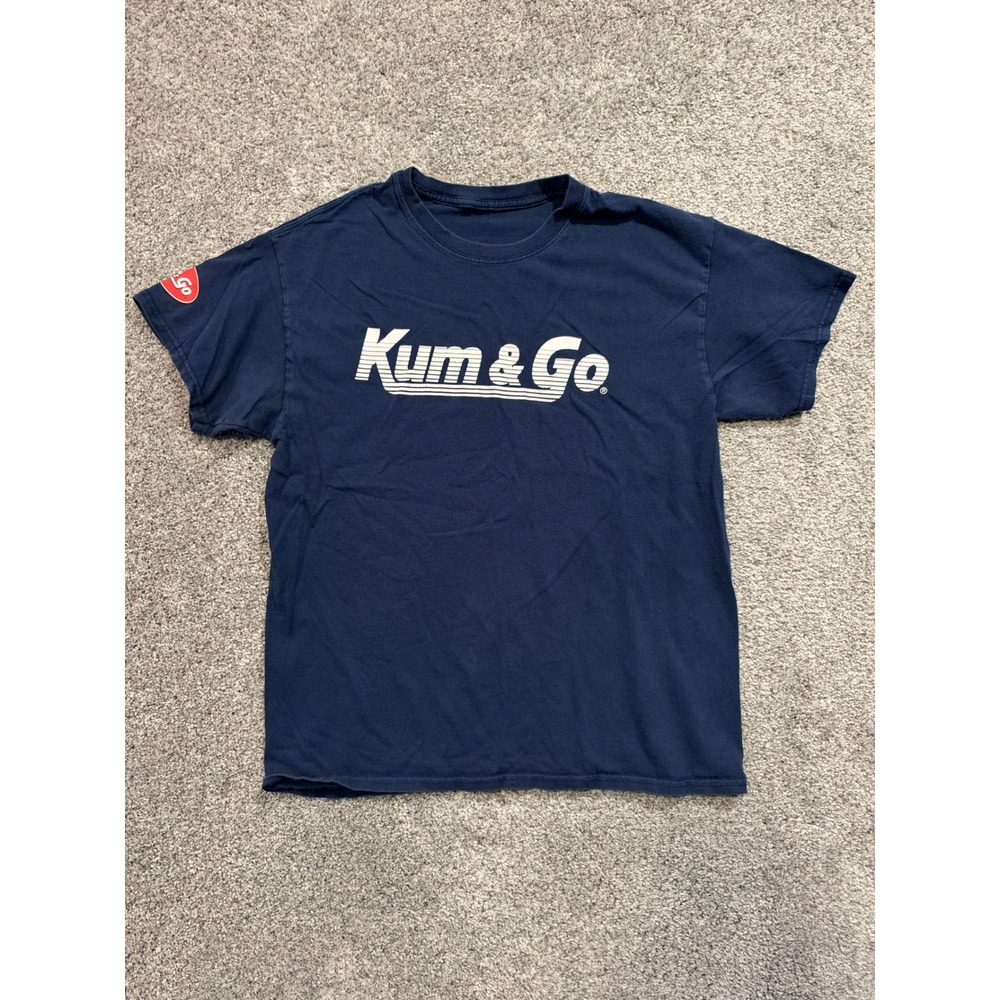 Kum & Go T-Shirt Mens M* Navy Blue Logo Graphic Short Sleeve Gas Station Tee
